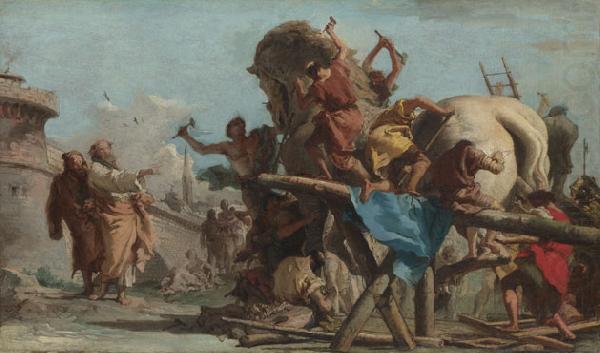 Building of the Troyan Horse, Giovanni Domenico Tiepolo